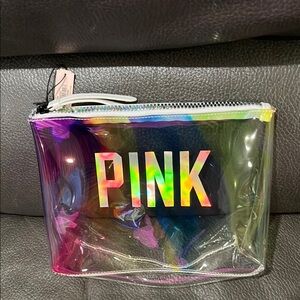 Victoria secret clear cosmetic case with rainbow